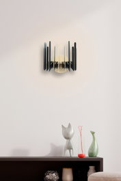 Opviq Aplique de Pared Zigzag Negro